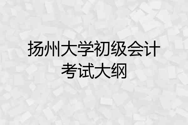 扬州大学初级会计考试大纲