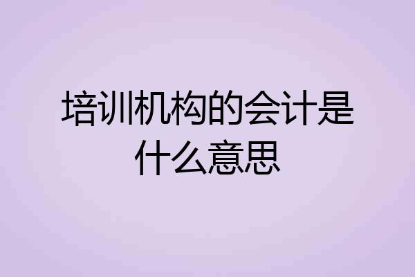 培训机构的会计是什么意思