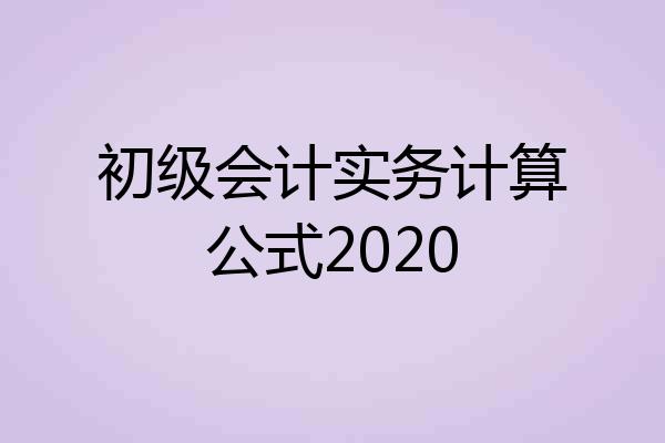 初级会计实务计算公式2020
