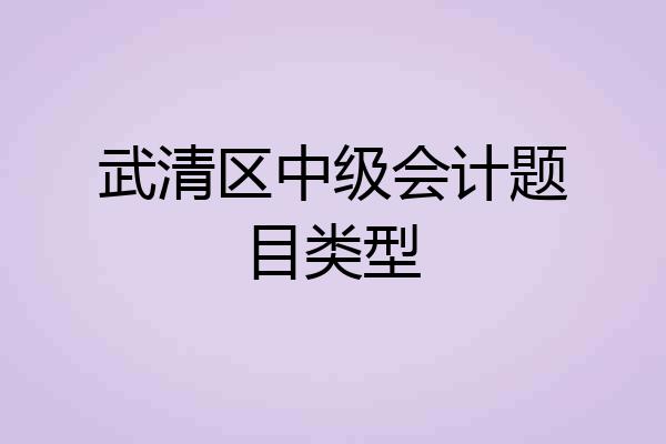 武清区中级会计题目类型