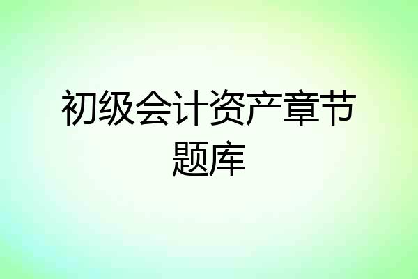 初级会计资产章节题库