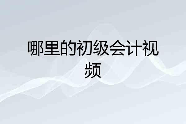 哪里的初级会计视频