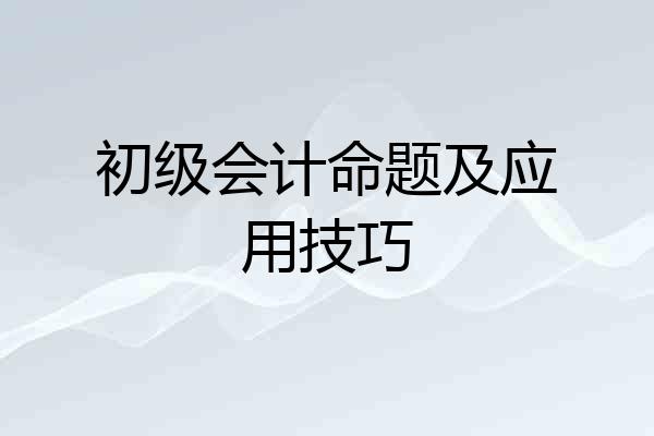 初级会计命题及应用技巧