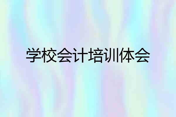 学校会计培训体会