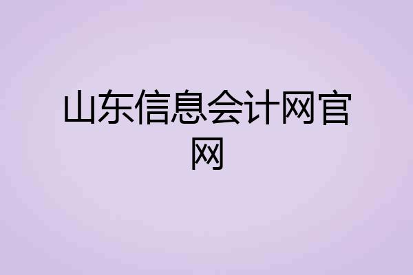 山东信息会计网官网