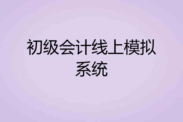 初级会计线上模拟系统