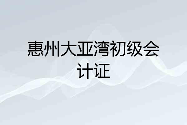 惠州大亚湾初级会计证