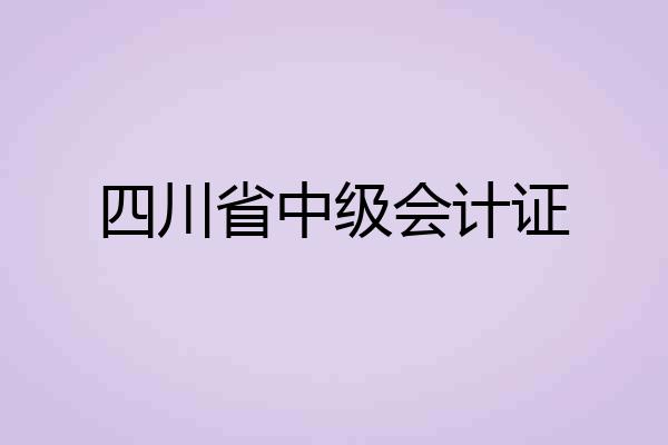 四川省中级会计证