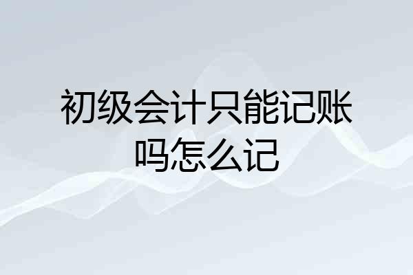 初级会计只能记账吗怎么记