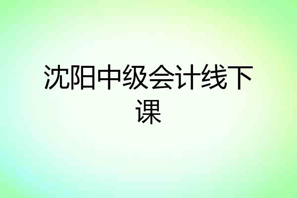沈阳中级会计线下课