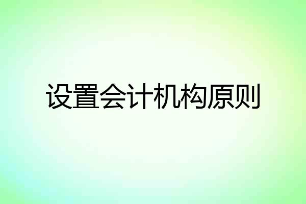 设置会计机构原则