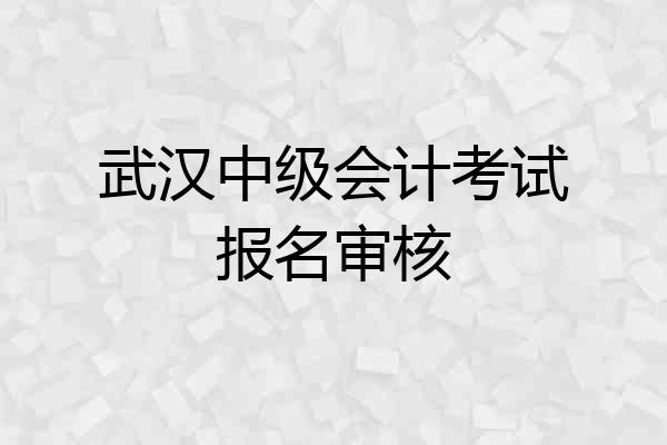 武汉中级会计考试报名审核