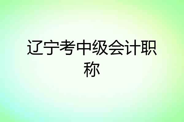 辽宁考中级会计职称