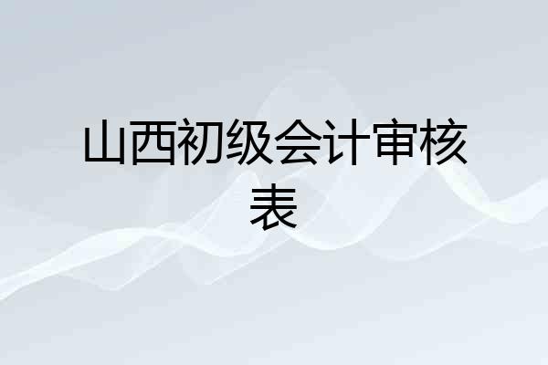 山西初级会计审核表