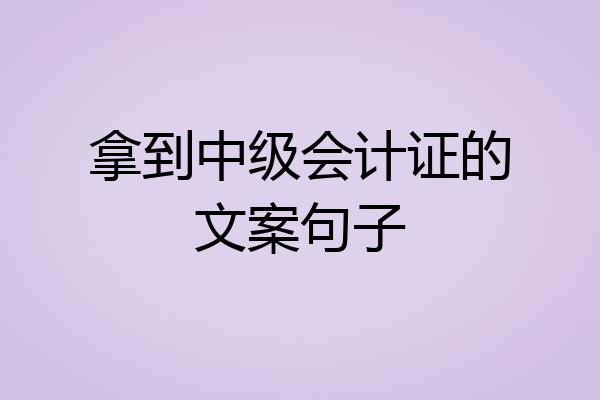 拿到中级会计证的文案句子