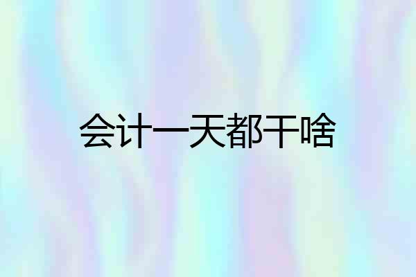 会计一天都干啥