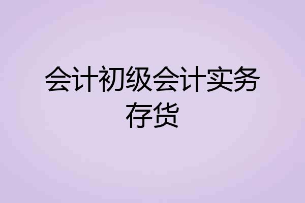 会计初级会计实务存货