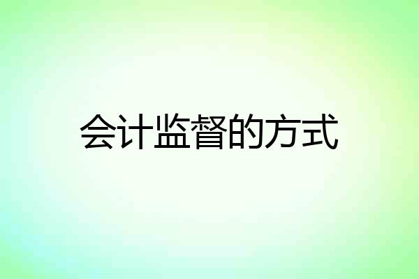 会计监督的方式
