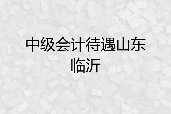 中级会计待遇山东临沂