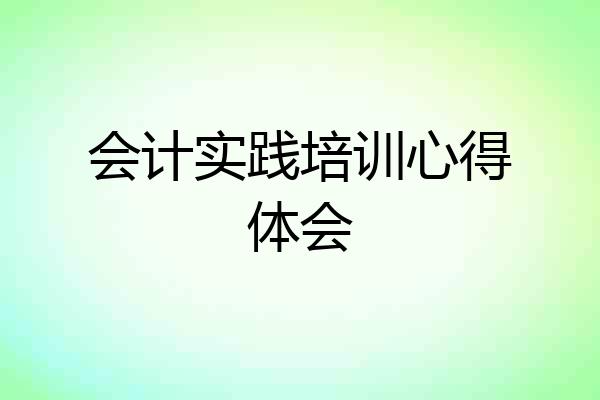 会计实践培训心得体会
