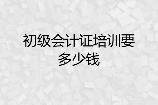 初级会计证培训要多少钱