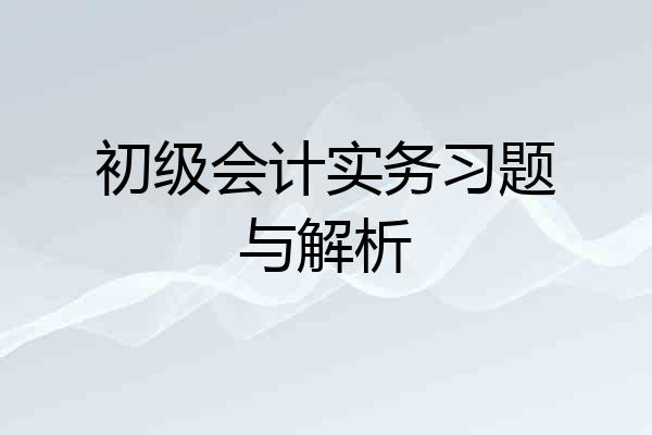 初级会计实务习题与解析