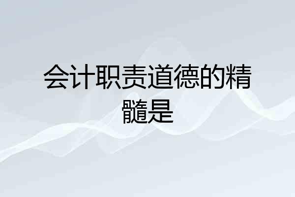 会计职责道德的精髓是