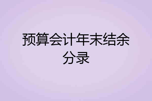 预算会计年末结余分录