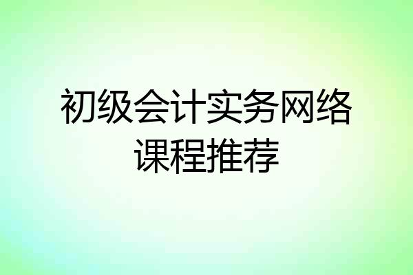 初级会计实务网络课程推荐