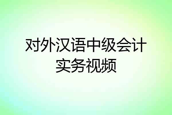 对外汉语中级会计实务视频
