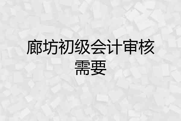 廊坊初级会计审核需要