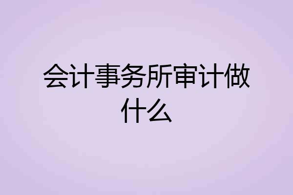会计事务所审计做什么