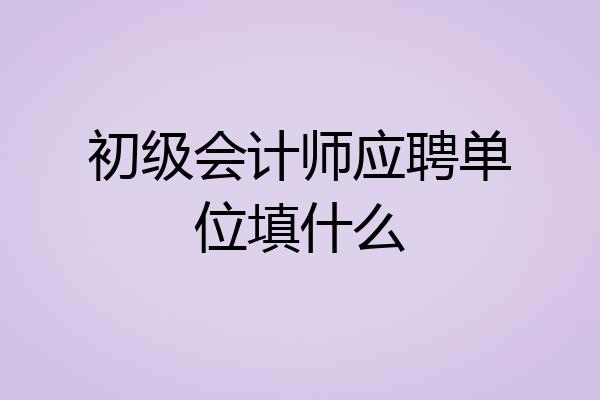 初级会计师应聘单位填什么