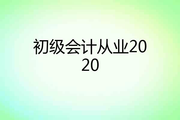 初级会计从业2020