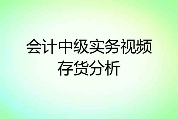 会计中级实务视频存货分析