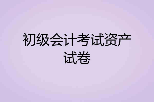 初级会计考试资产试卷