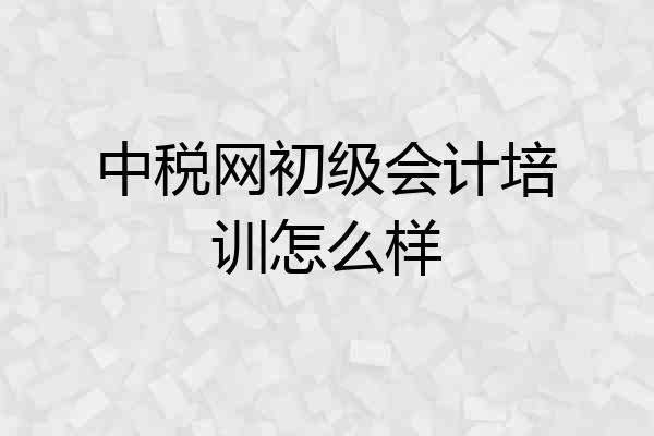 中税网初级会计培训怎么样