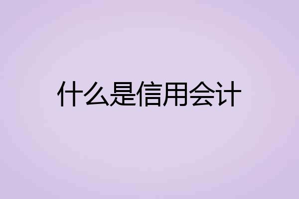 什么是信用会计