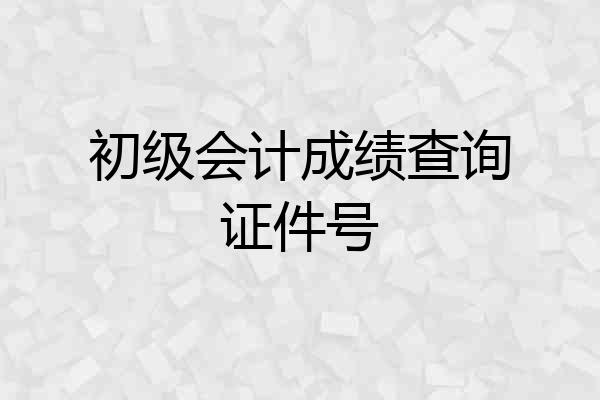 初级会计成绩查询证件号