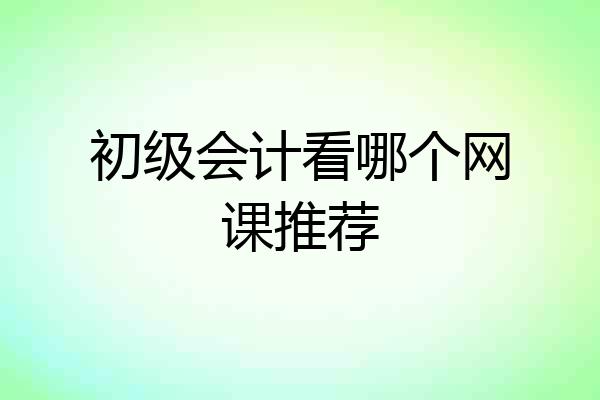 初级会计看哪个网课推荐