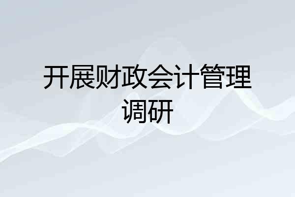 开展财政会计管理调研