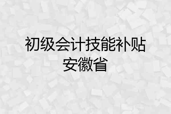 初级会计技能补贴安徽省