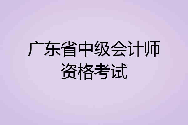 广东省中级会计师资格考试