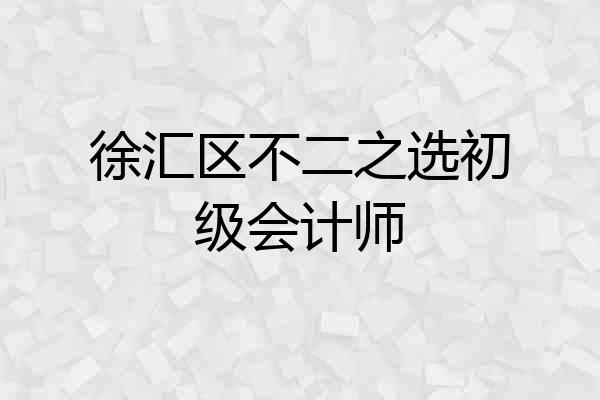 徐汇区不二之选初级会计师