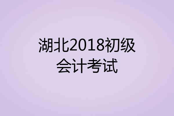湖北2018初级会计考试