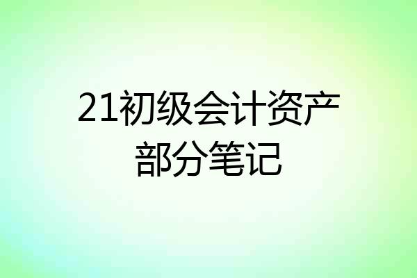 21初级会计资产部分笔记