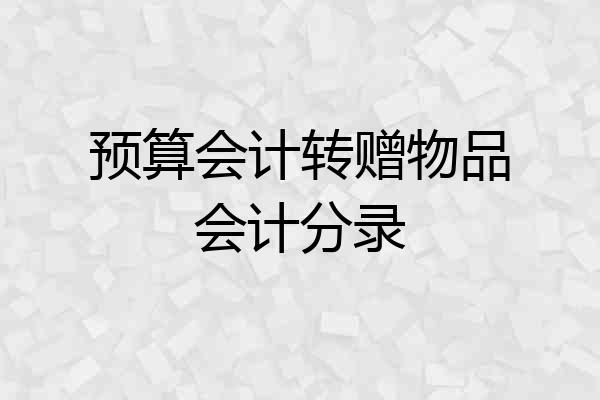 预算会计转赠物品会计分录