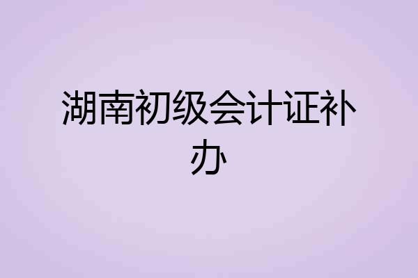 湖南初级会计证补办