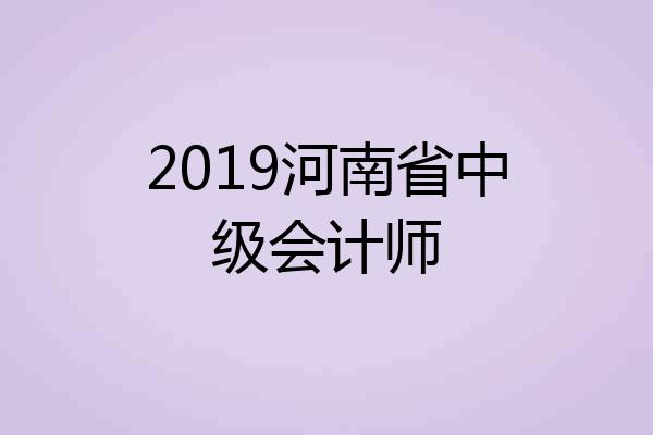 2019河南省中级会计师