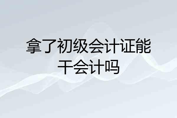 拿了初级会计证能干会计吗